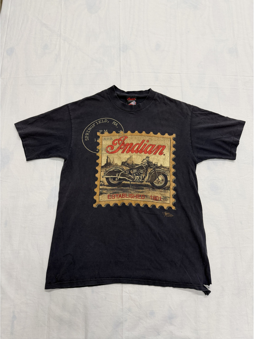 Vintage Indian Motorcycle Black Graphic T-Shirt Large